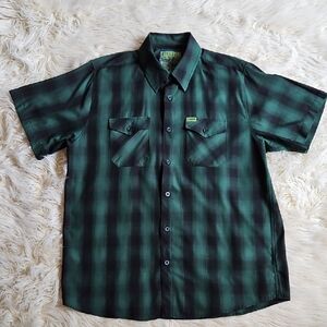DIXXON Dark Green Plaid Button-Down Shirt